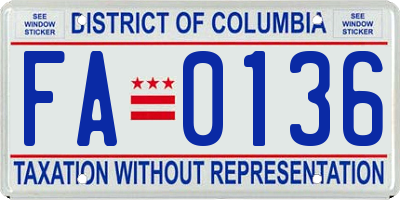 DC license plate FA0136