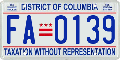 DC license plate FA0139