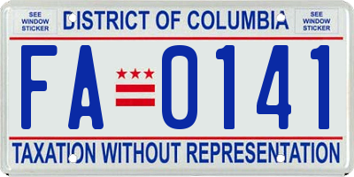 DC license plate FA0141