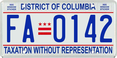 DC license plate FA0142