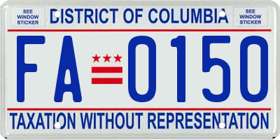 DC license plate FA0150