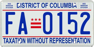 DC license plate FA0152