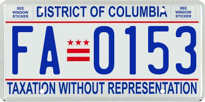 DC license plate FA0153