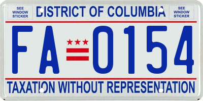 DC license plate FA0154