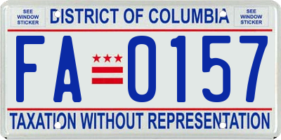 DC license plate FA0157