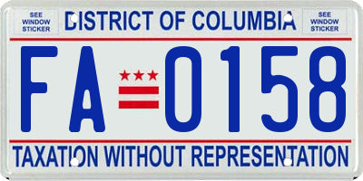 DC license plate FA0158