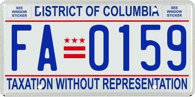 DC license plate FA0159