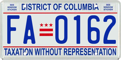 DC license plate FA0162