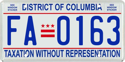 DC license plate FA0163