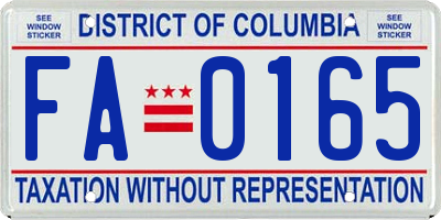 DC license plate FA0165