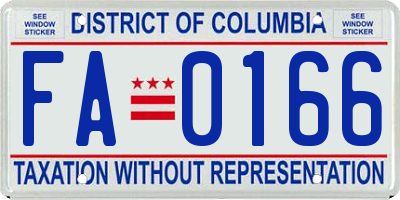 DC license plate FA0166