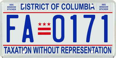 DC license plate FA0171