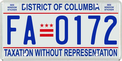 DC license plate FA0172