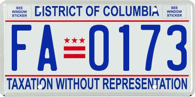 DC license plate FA0173