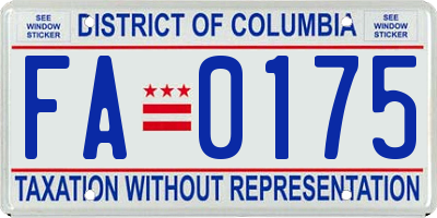 DC license plate FA0175