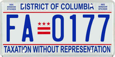 DC license plate FA0177