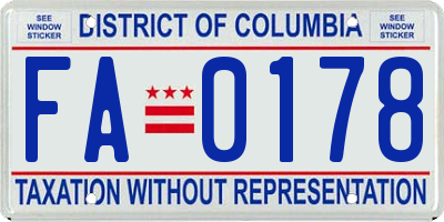 DC license plate FA0178