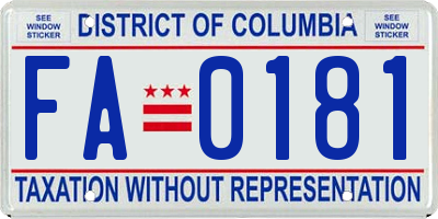 DC license plate FA0181