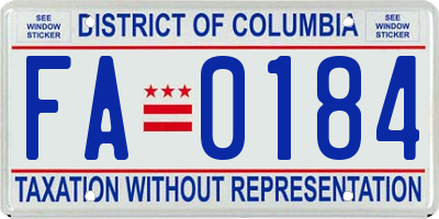 DC license plate FA0184