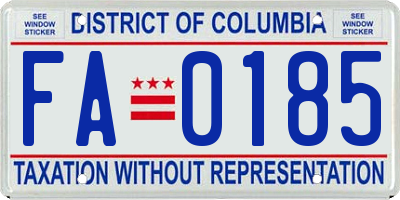 DC license plate FA0185