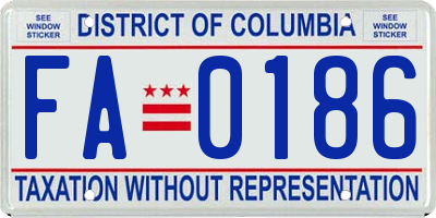 DC license plate FA0186