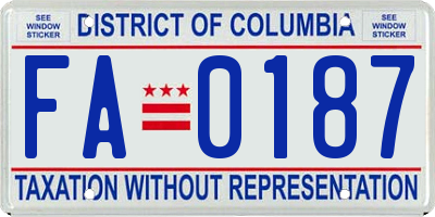 DC license plate FA0187