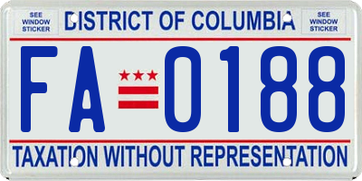 DC license plate FA0188