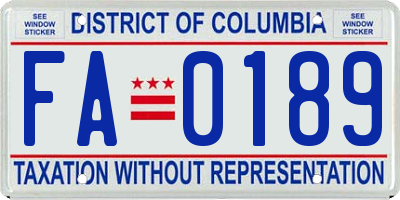 DC license plate FA0189