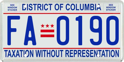 DC license plate FA0190