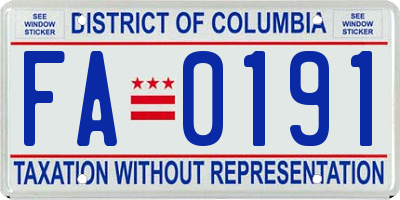 DC license plate FA0191