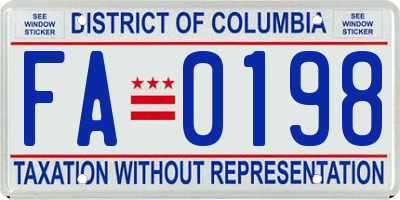 DC license plate FA0198