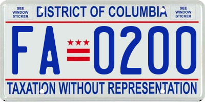 DC license plate FA0200