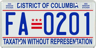 DC license plate FA0201