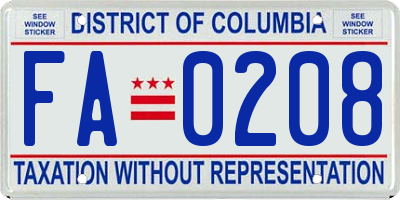 DC license plate FA0208