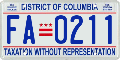 DC license plate FA0211