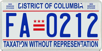 DC license plate FA0212