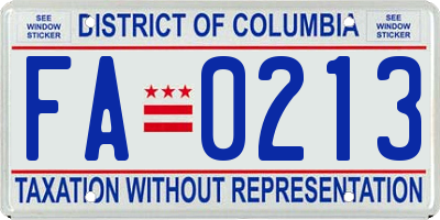 DC license plate FA0213