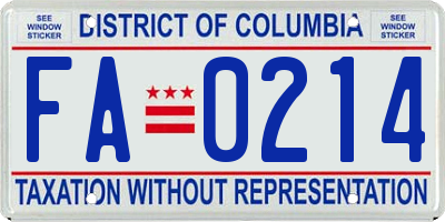 DC license plate FA0214