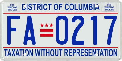 DC license plate FA0217