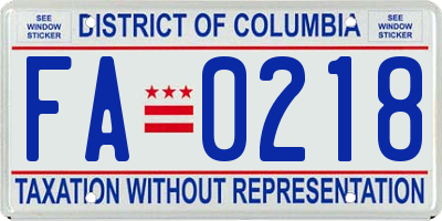 DC license plate FA0218