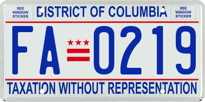 DC license plate FA0219