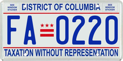 DC license plate FA0220