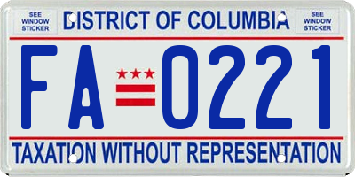 DC license plate FA0221