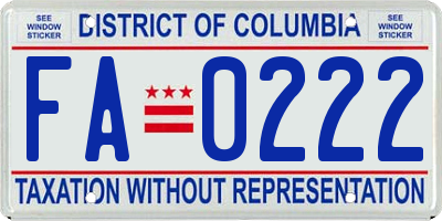 DC license plate FA0222