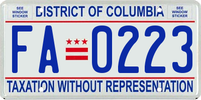 DC license plate FA0223