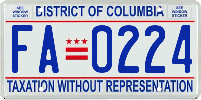 DC license plate FA0224