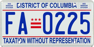 DC license plate FA0225