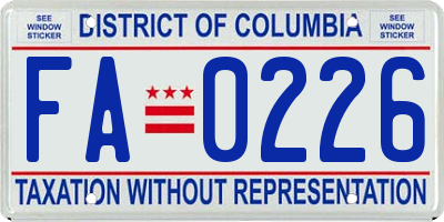 DC license plate FA0226