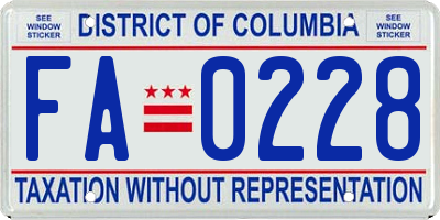 DC license plate FA0228