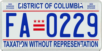 DC license plate FA0229